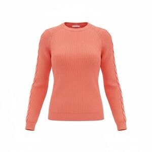 SO Women's Coral Cable-Knit Crew Neck Sweater